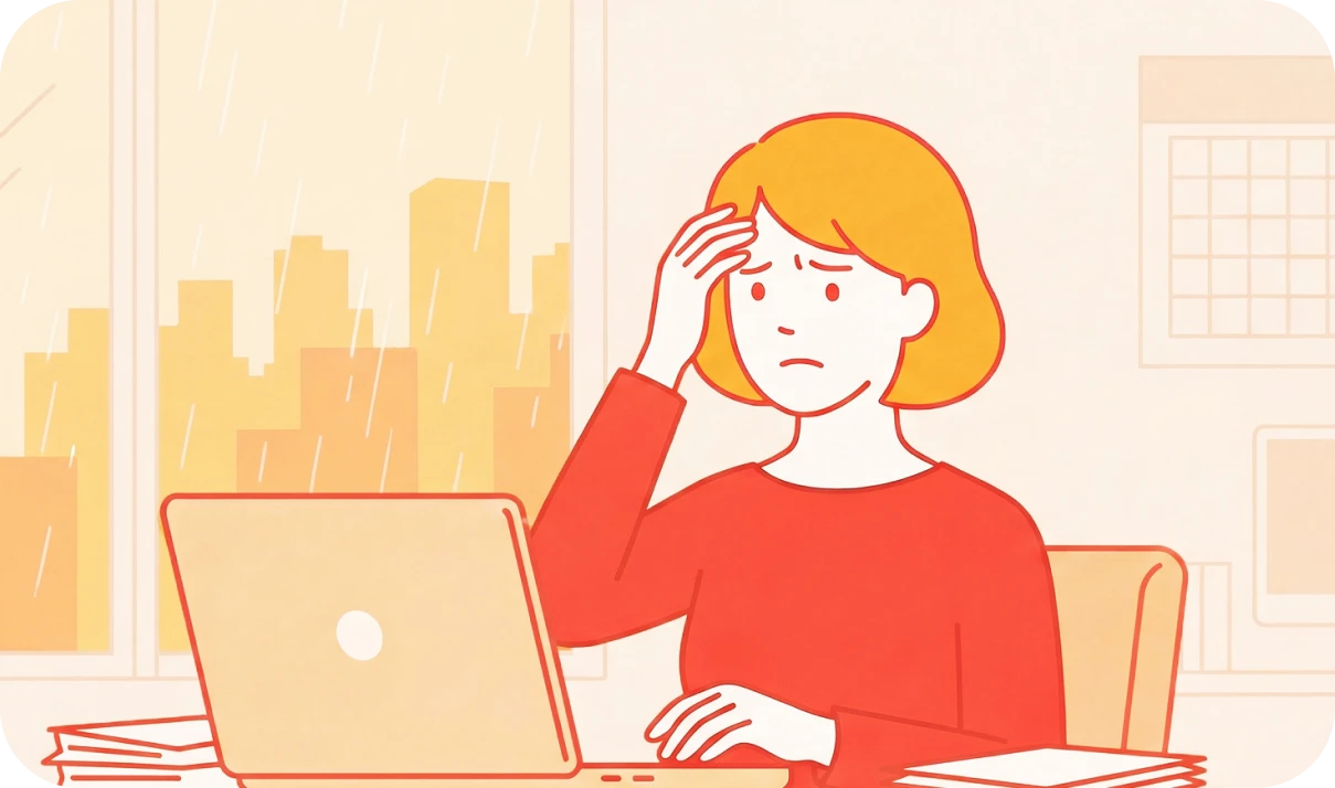 従業員が自身のコンディションやストレスに気づきにくいイメージ画像