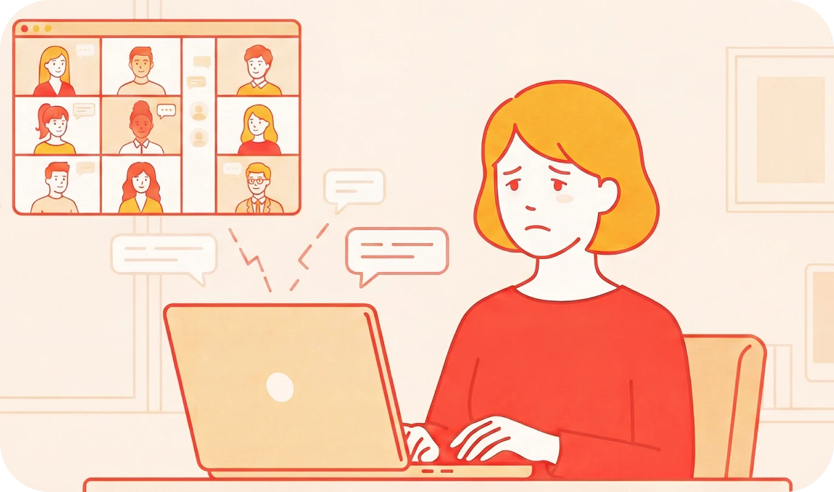 テレワークを導入し、従業員とのコミュニケーションが少なくなっているイメージ画像